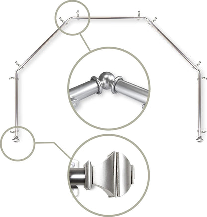 13/16" Moyat 5-Sided Bay Window Curtain Rod - Satin Nickel