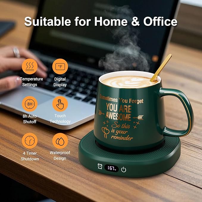 Coffee Mug Warmer & You are Awesome Mug Set, Electric Cup Warmer - Image 2