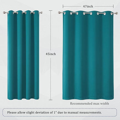 DUALIFE Teal Blackout Curtains Solid Color Eyelet Top Bedroom Curtains Thermal - Image 6