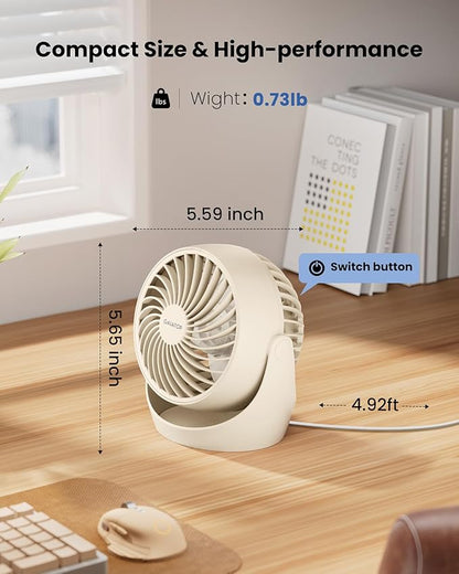 Gaiatop Desk Fan, 5-Inch Portable Electric Table Desktop Air Circulator Fans - Image 4