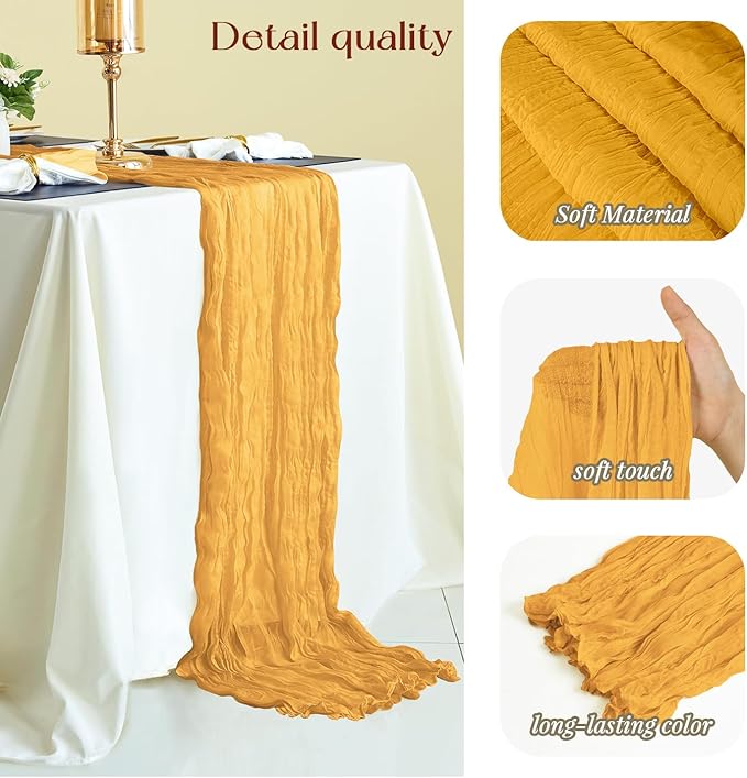 Sioloc Yellow Cheesecloth Table Runner Fall Autumn Decor for Home 10ft Table ...