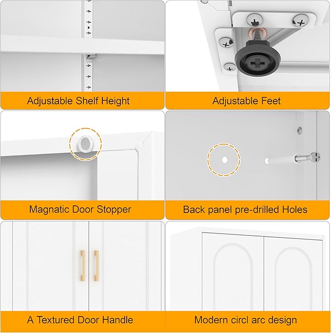Metal Storage Cabinet with 3 Adjustable Shelves, Living Room, Hallway - Image 5