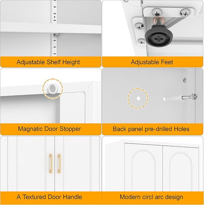 Metal Storage Cabinet with 3 Adjustable Shelves, Living Room, Hallway - Image 5