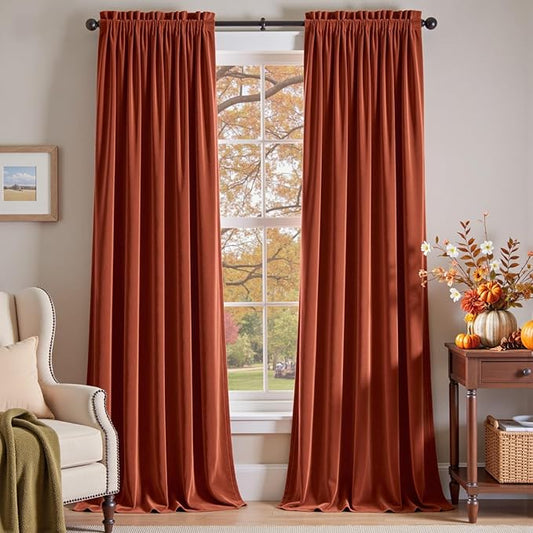 Lazzzy Velvet Blackout Curtains Thermal Insulated Room Window Drapes Super Soft by Lazzzy