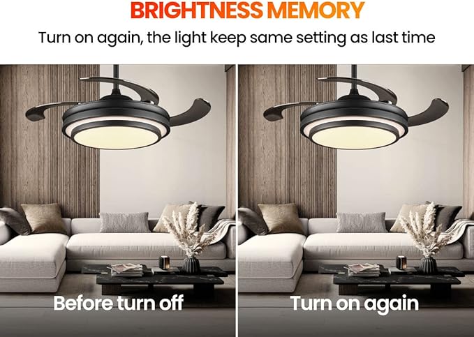 42 Inch Black Modern Ceiling Fan - Image 6