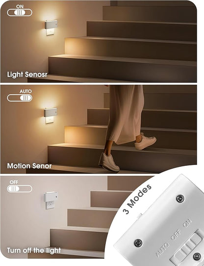 JandCase Motion Senor Night Light, 2 Pack Night Lights Plug into Wall, 0-100 LM - Image 5