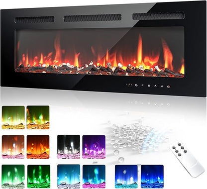 EUHOMY 36 Inch Electric Fireplace Wall Recessed and Wall Mounted by EUHOMY