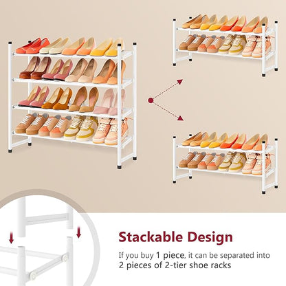 Tajsoon Expandable Shoe Rack for Closet 4 Tier, 29“-41“Adjustable & Stackable - Image 6