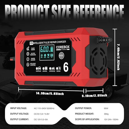 Corebox Battery Charger 6-Amp 12V Automatic Smart Battery Trickle Charger - Image 7