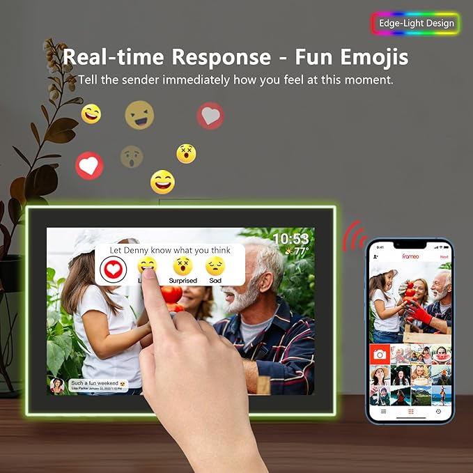 FRAMEO WiFi Digital Picture Frame, Edge-Light Design10.1 inch Photo Frame 32GB - Image 9