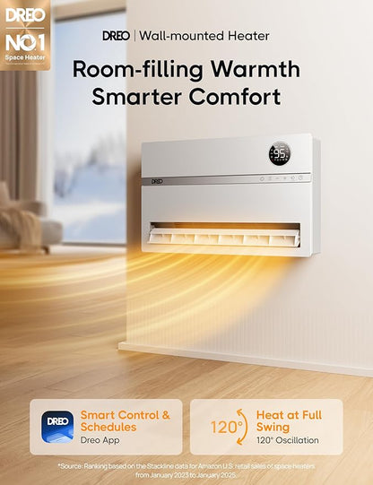 DREO Wall-Mounted Heater, Smart Space Heater - Image 3
