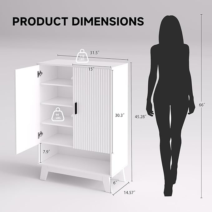 4-Tier Fluted Shoe Cabinet - Image 2