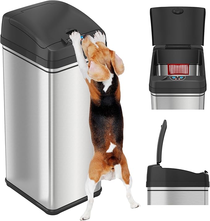 iTouchless 50 Liter / 13 Gallon Sensor 2.0 Dog-Proof Kitchen Trash Can by iTouchless