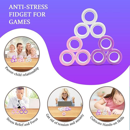 Cevioce 9 PCS Magnetic Ring Fidget Toys Set, ADHD Anxiety Magnetic Finger - Image 6