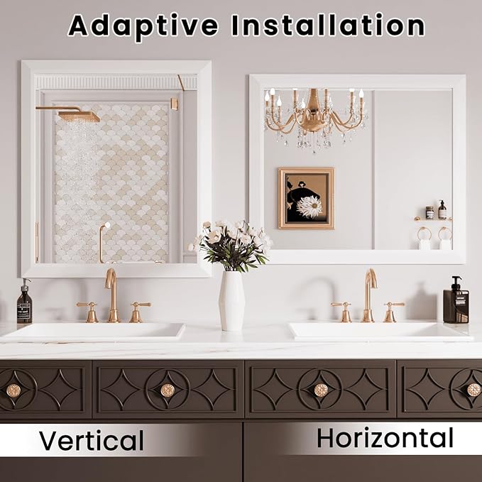 Amorho Bathroom Mirror, 30x36 Inch White Framed Bathroom Mirrors - Image 5