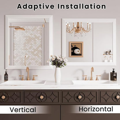 Amorho Bathroom Mirror, 30x36 Inch White Framed Bathroom Mirrors - Image 5