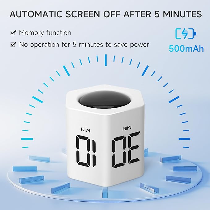 Productivity Timer 1, 60 Minutes Preset, Desk Cube Timer - Image 5
