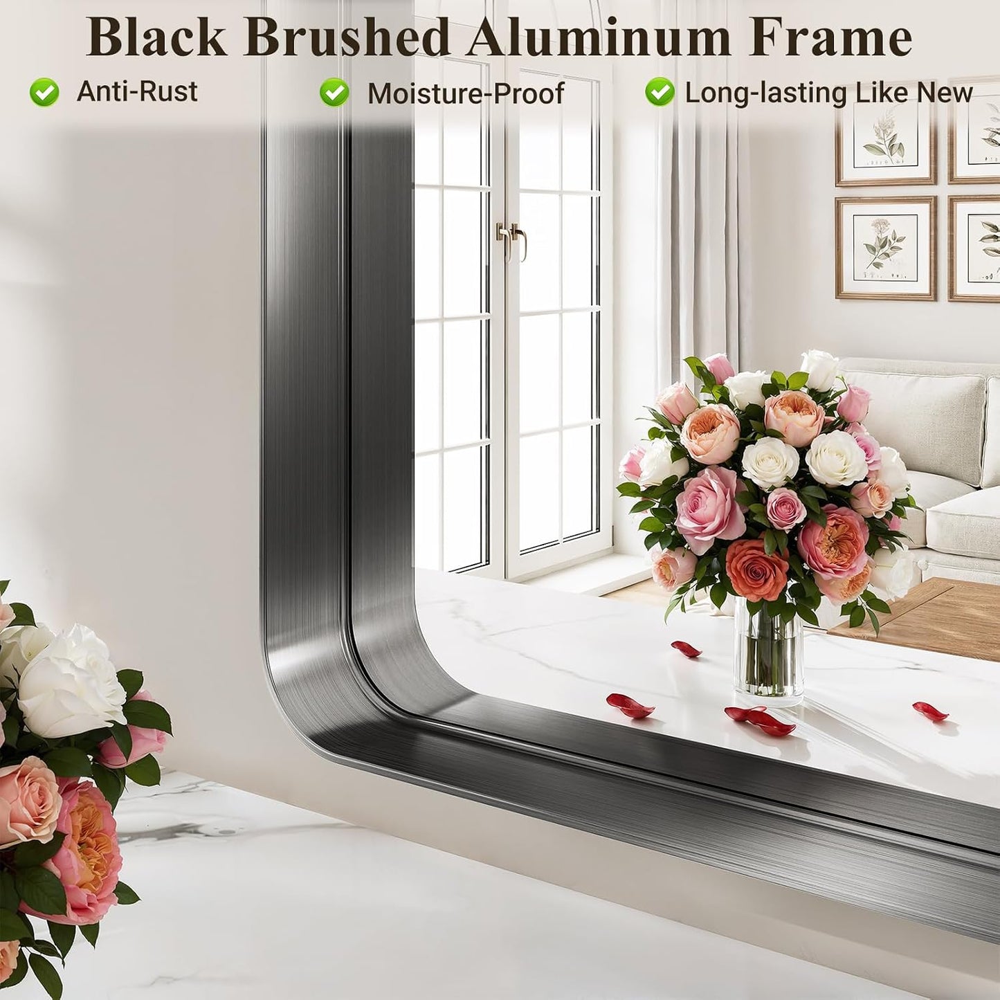 Black Arched Bathroom Mirror 30x40 Inch Arch Mirror for Wall | Vanity Mirror Over Sink with Tempered Glass, Aluminum Alloy Deep Frame, Farmhouse for Bedroom, Entryway, Living Room