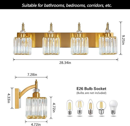 BBLLWJ Modern Bathroom Vanity Light 4-Light Gold Crystal Light Fixtures Over - Image 4