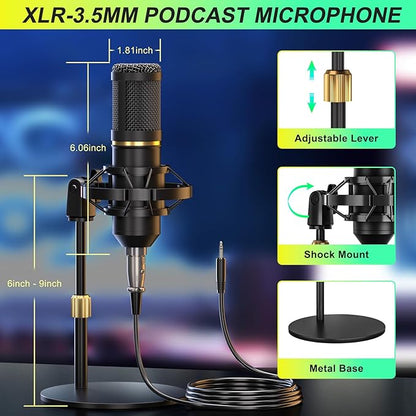 Podcast Microphone Bundle with Live Sound Card Audio Mixer, Podcast Equipment - Image 2