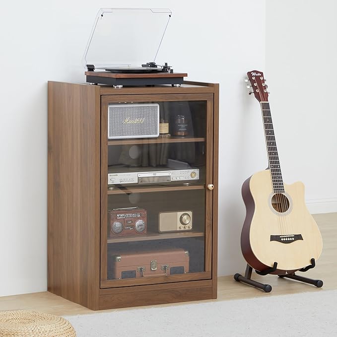 Walnut 5-Tier AV Media Shelf Storage Cabinet - Image 3