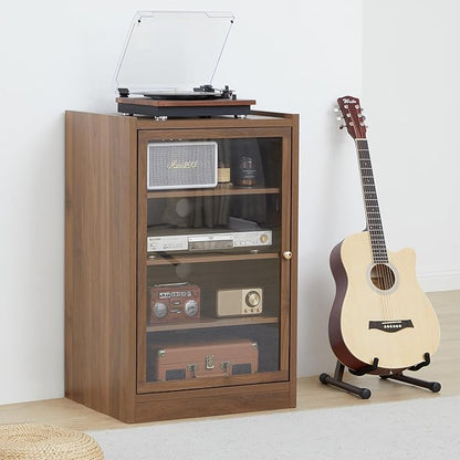 Walnut 5-Tier AV Media Shelf Storage Cabinet - Image 3