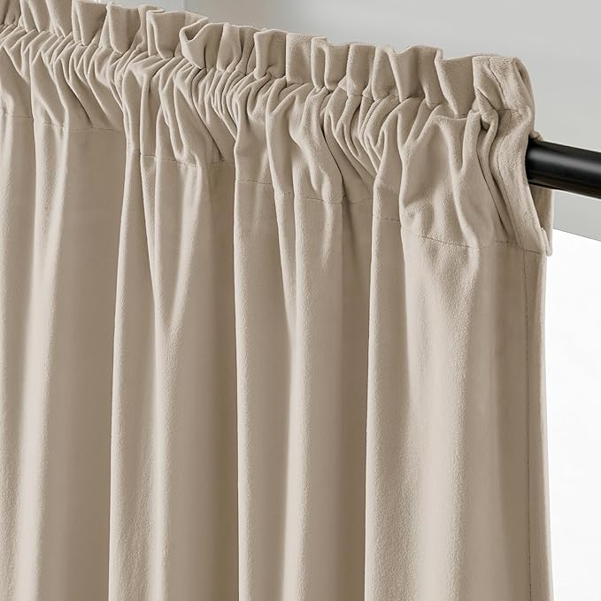 Lazzzy Velvet Blackout Curtains Thermal Insulated Room Window Drapes Super Soft - Image 3