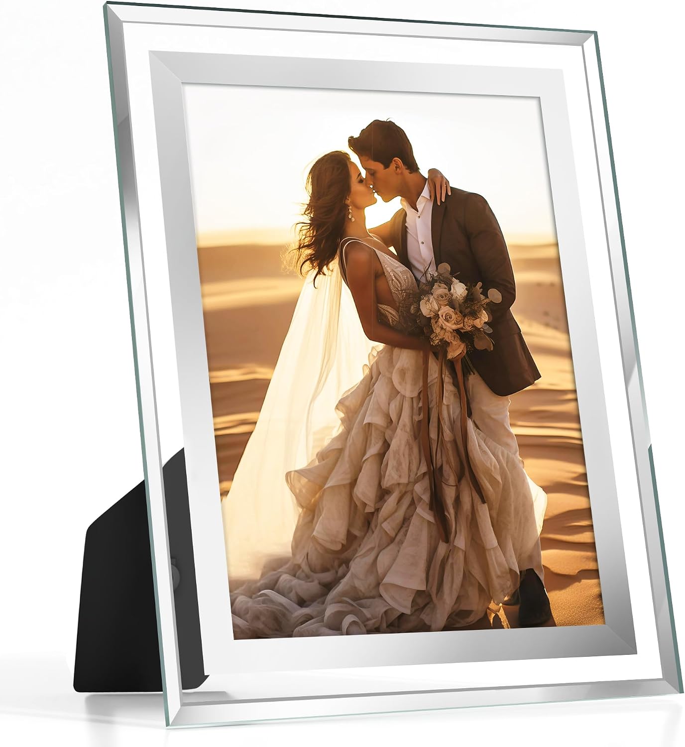 5x7 Picture Frame, Glass Photo Frame 5 by 7 for Tabletop, Clear Mirror Photo Frames, Silver, 1 Pack