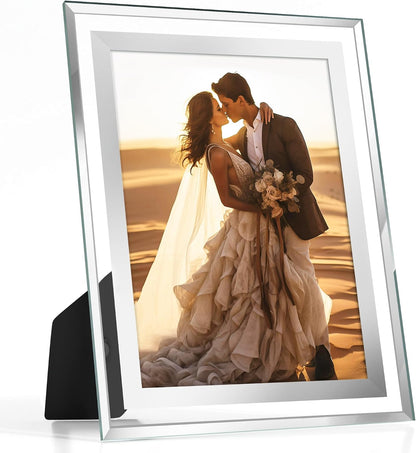 5x7 Picture Frame, Glass Photo Frame 5 by 7 for Tabletop, Clear Mirror Photo Frames, Silver, 1 Pack