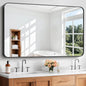 Bathroom Mirror, 55 x 36 inch Black Rectangle Wall Mirror, Metal Frame Rounded by WelcometoCIVENO