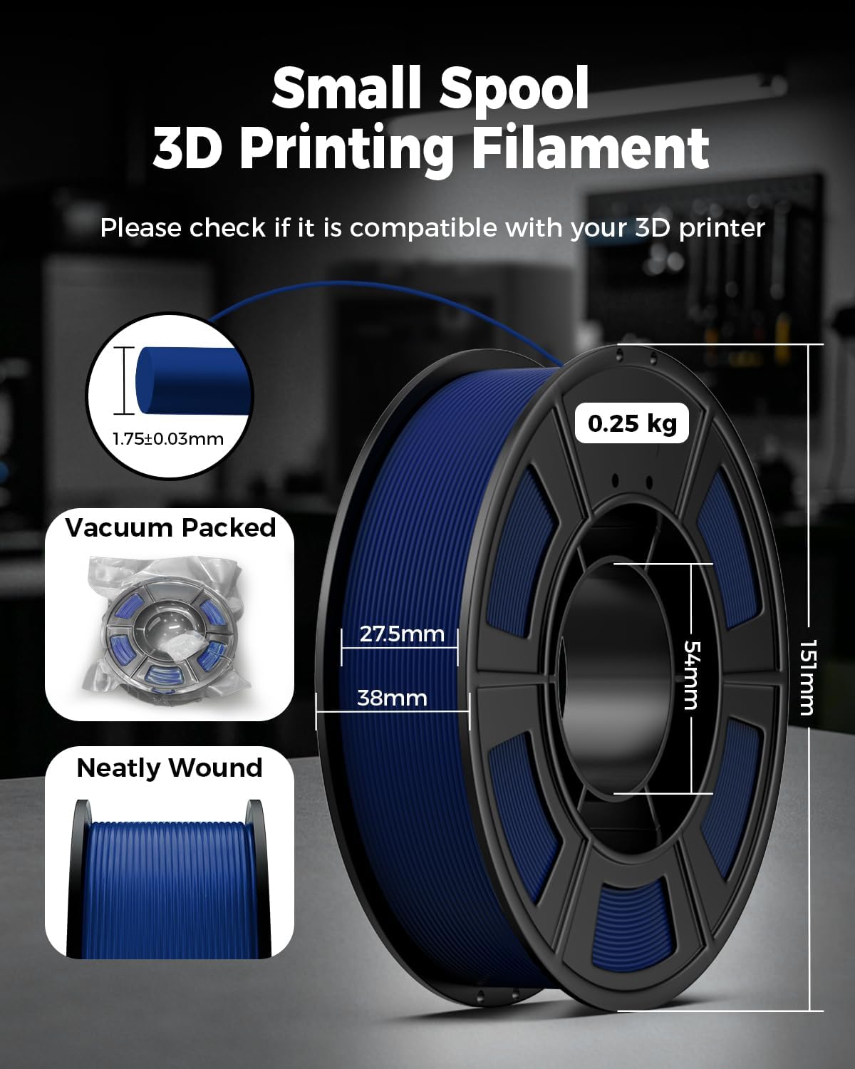 UJOY3D 8 Color PETG 3D Printer Filament Bundle, Multicolor Pack, 0.25kg*8