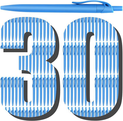 Aozora Pens Bulk 30 Pack Blue Click Pen No Bleed Wholesale Retractable by Aozora