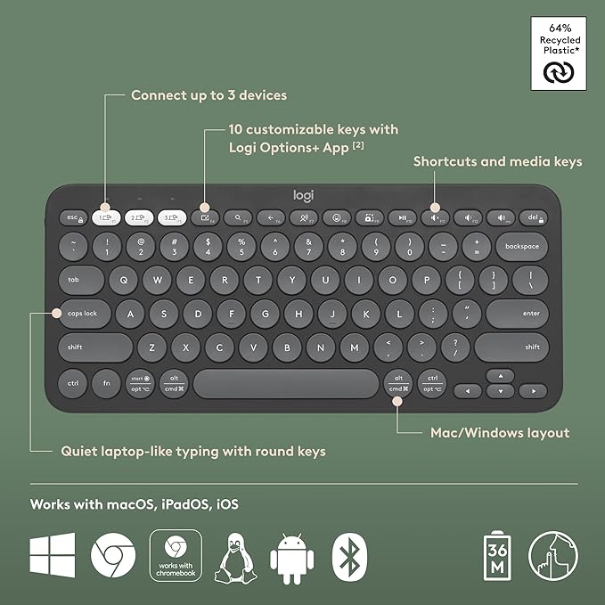 Logitech Pebble Keys 2 K380s, Slim and Portable, Easy-Switch - Image 6