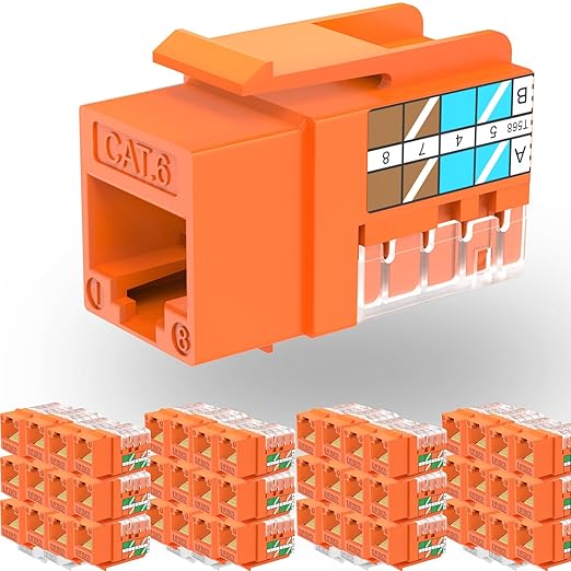 Rapink RJ45 Keystone Jack Cat6 10G Support, Keystone Jacks UTP 50 Pack by Rapink