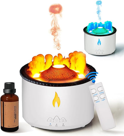 BOHOFAM Essential Oil Diffuser 360ML, Volcano Diffuser/Humidifier, Flame and by BOHOFAM