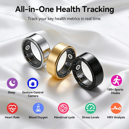 smart ring fitness tracker, heart rate monitor, sleep, close-up detail