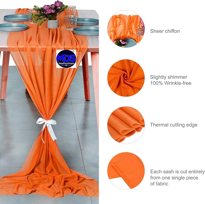 MDS Halloween Chiffon Table Runner - 5 Pack, 29 x 170 Inches, 14ft Each - She...