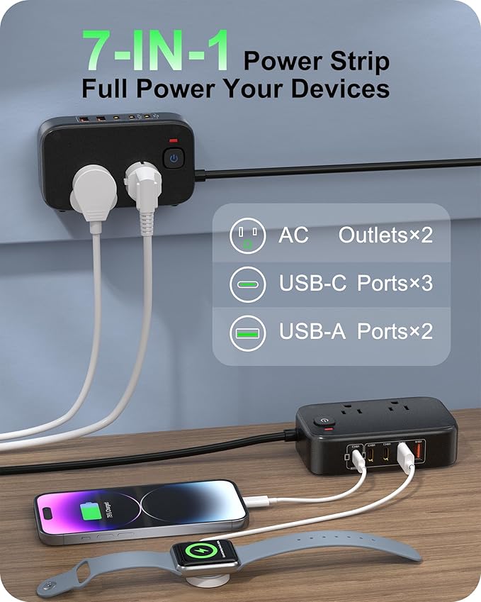 KWRNVO 5FT Travel Power Strip - Image 2