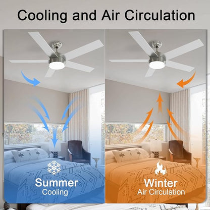 POCHFAN 52 Inch Brushed Nickel Ceiling Fans - Image 5