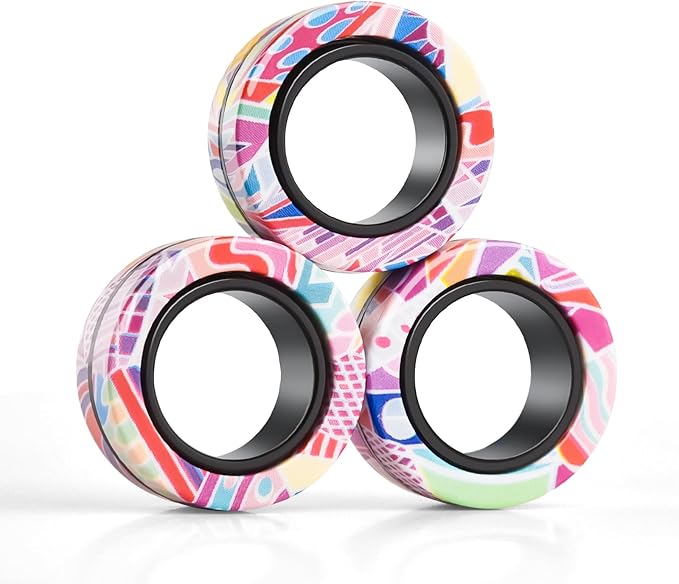 Magnetic Rings Fidget Toys for Adults, Fidget Spinner Rings for Anxiety Relief by FINGERROCK