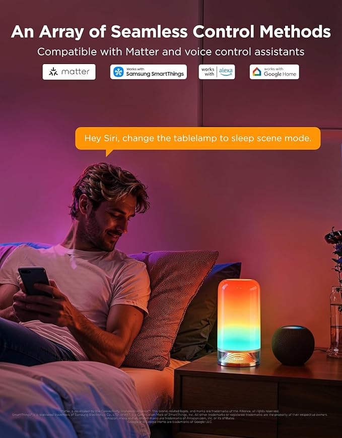 Govee RGBIC Smart Table Lamp 2, Touch Bedside Small Table Lamp Compatible - Image 4
