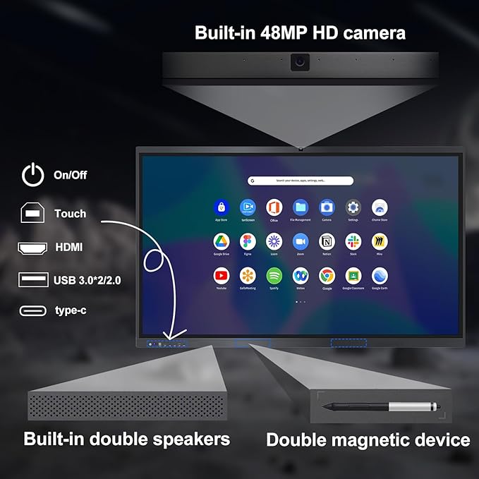 ZPNUZDU Smart Board, 4K UHD Touch Screen Open Dual System Smart Whiteboard - Image 4