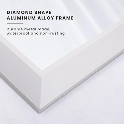 Amorho Bathroom Mirror, 72 X32 Inch White Thick Metal Framed Wall Mirrors - Image 2