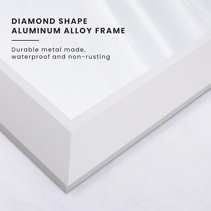 Amorho Bathroom Mirror, 60 X30 Inch White Thick Metal Framed Wall Mirrors - Image 2
