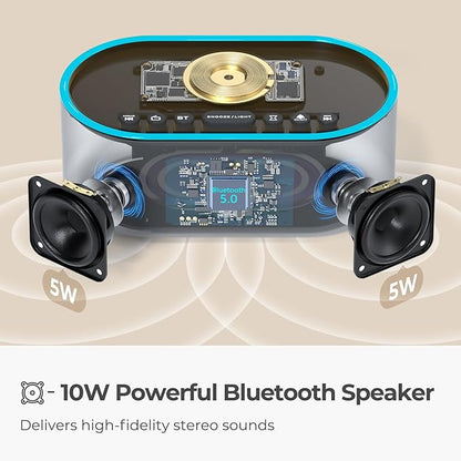 uscce Alarm Clock Bluetooth FM Radio: 10W Stereo Sound Speaker - Image 3