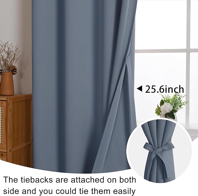 JIUZHEN Dusty Blue Blackout Curtains - Image 6