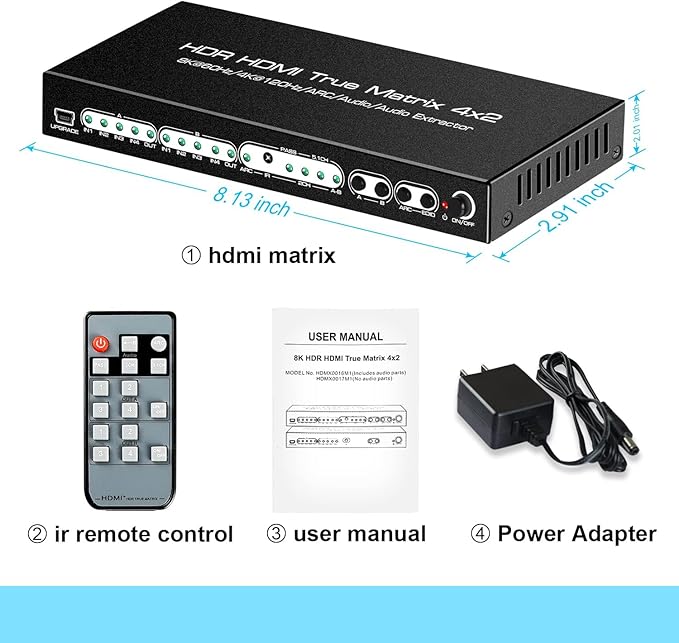 FERRISA 8K 4X2 HDMI Matrix 4 in 2 Out HDMI 2.1 Matrix HDMI Video Switcher - Image 7