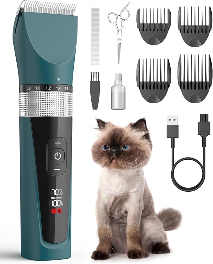 oneisall Cat Clippers for Matted Hair, 5-Speed Quiet Cat Grooming kit, Cordless by oneisall
