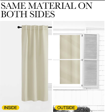 NICETOWN Blackout Window Curtains for Living Room - (Beige Color) 34x48 Inch, 2 Panels Set, Thermal Insulated Room Darkening Blackout Drapes/Draperies with Rod Pocket & Back Tab for Loft