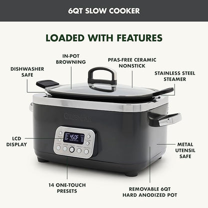 GreenPan Elite 14-in-1 Nonstick 6QT Electric Slow Cooker, PFAS-Free Ceramic - Image 4
